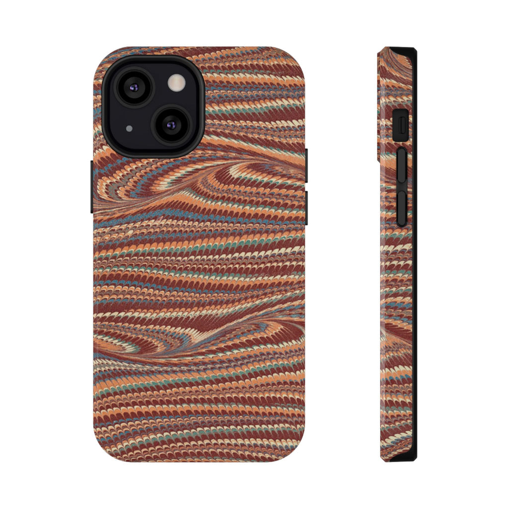 Neutrals Burgundy, Beige, Rust Hues Italian Vintage Marble Design Phone Case for Apple + Samsung