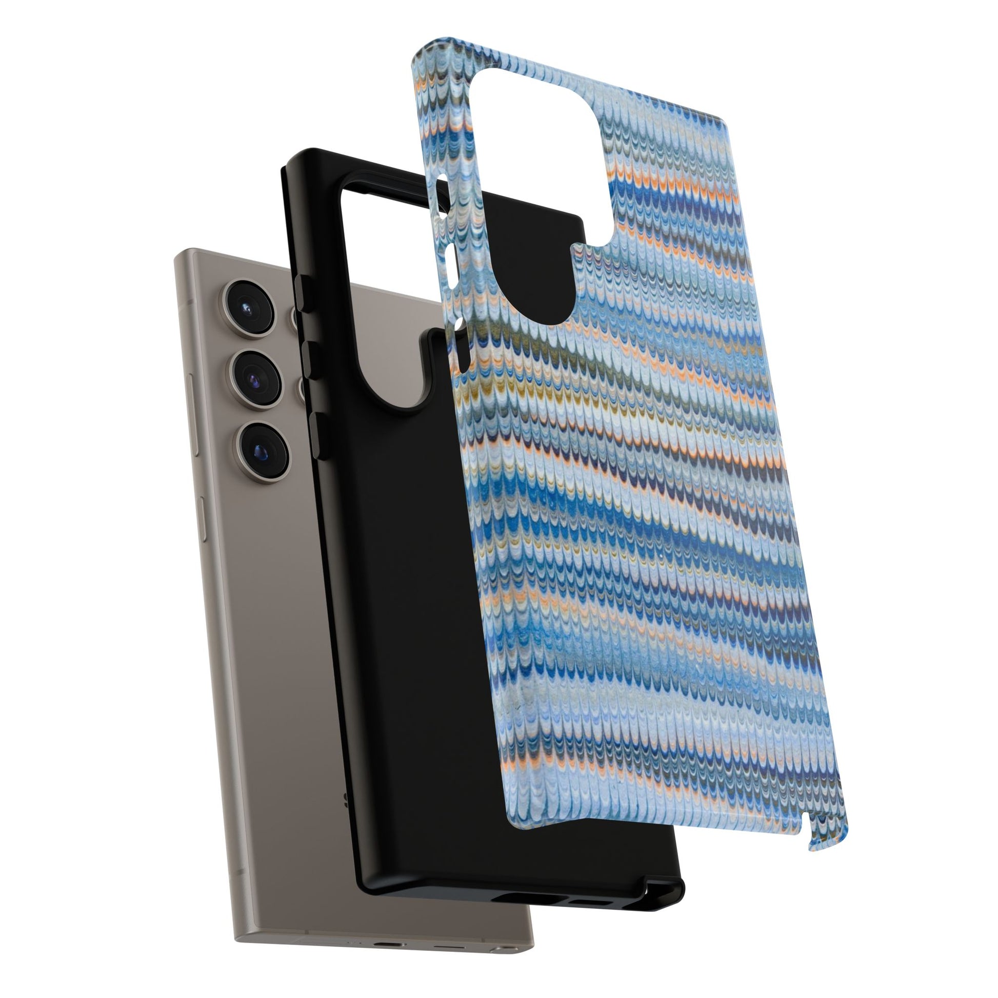 Blue Marbled Phone Cases iPhone 16 + Samsung + Apple + Google - all models, Vintage Marbled Design - Tough Cases