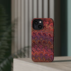 Mag Safe Marble iPhone Case - Red, Burgundy, Lavender & Gold Impact-Resistant