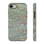 Blue and Green Feather Marbled Phone Case — Dual Layer - Tough Protective Phone Cover