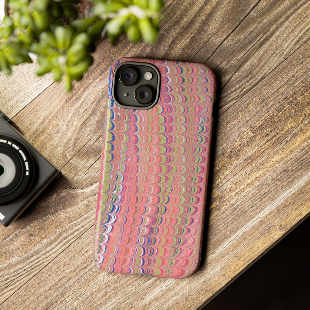 Pink Pastels Feather Marbled Vintage Design iPhone 16 + Samsung + Apple + Google - all models