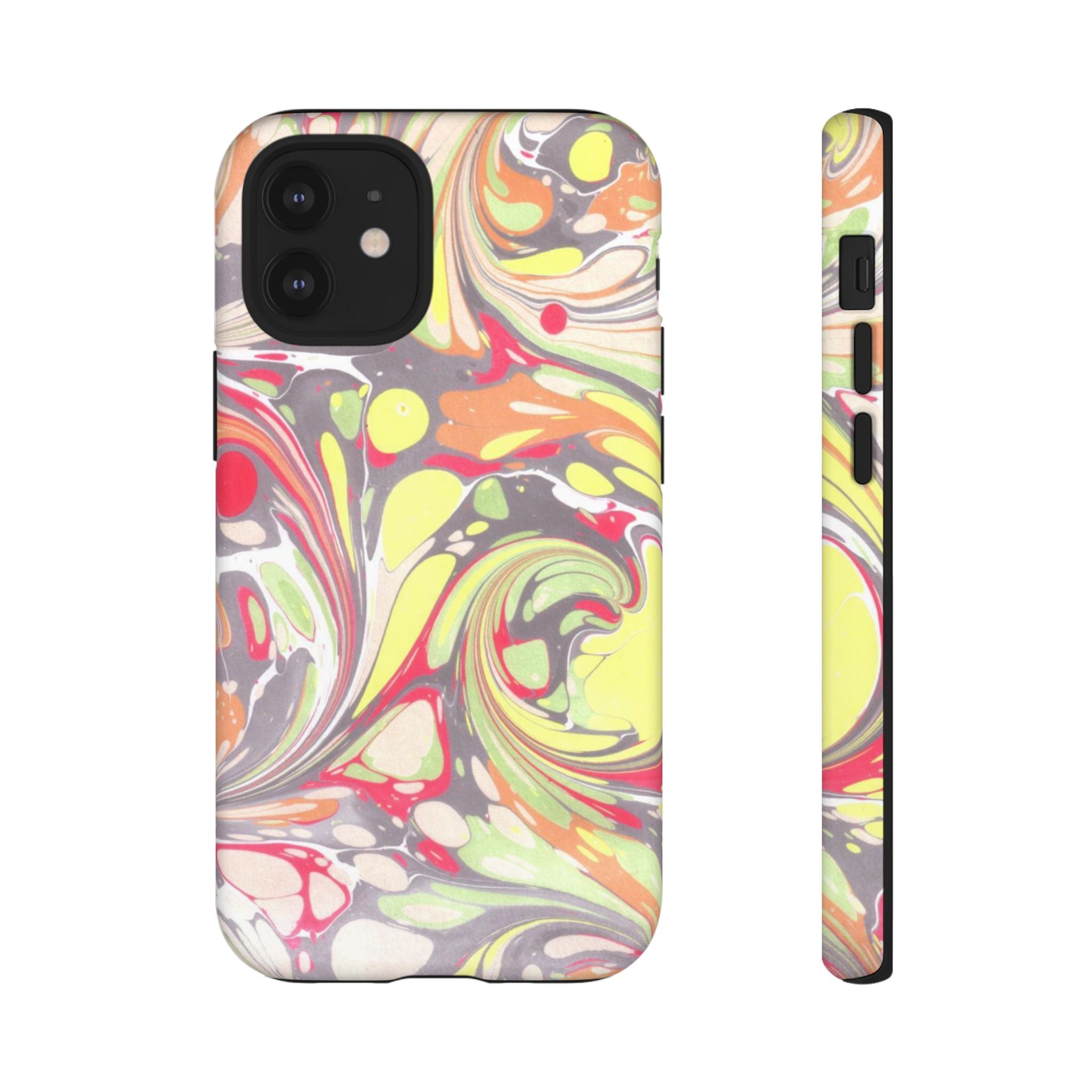 Yellow and Pink Swirl Marbled Italian Phone Case - Dual Layer - Matte or Glossy