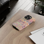 Pastel Pink + Green Feather Marbled Phone Case - Dual Layer Phone Cover