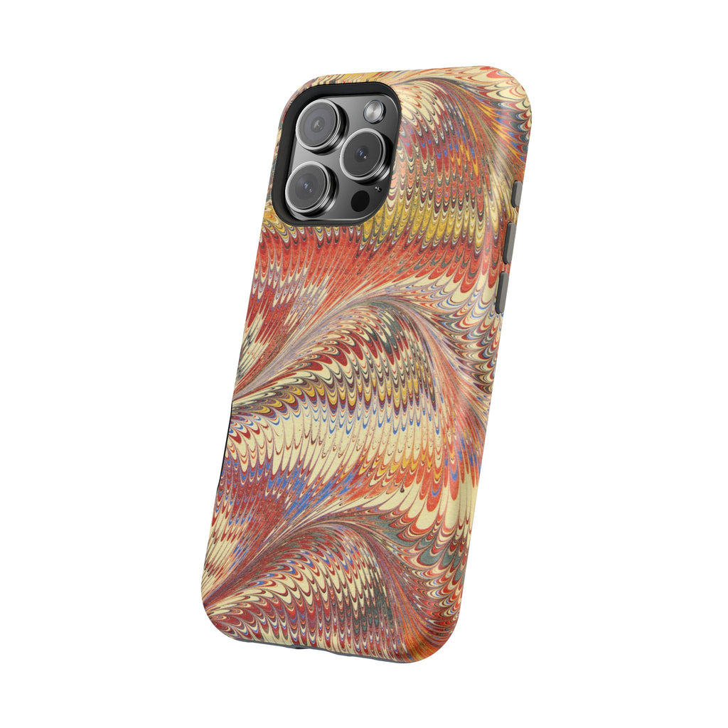 Rust + Gold Italian Marbled Design Magnetic MAG SAFE - Dual Layer Case - Glossy or Matte