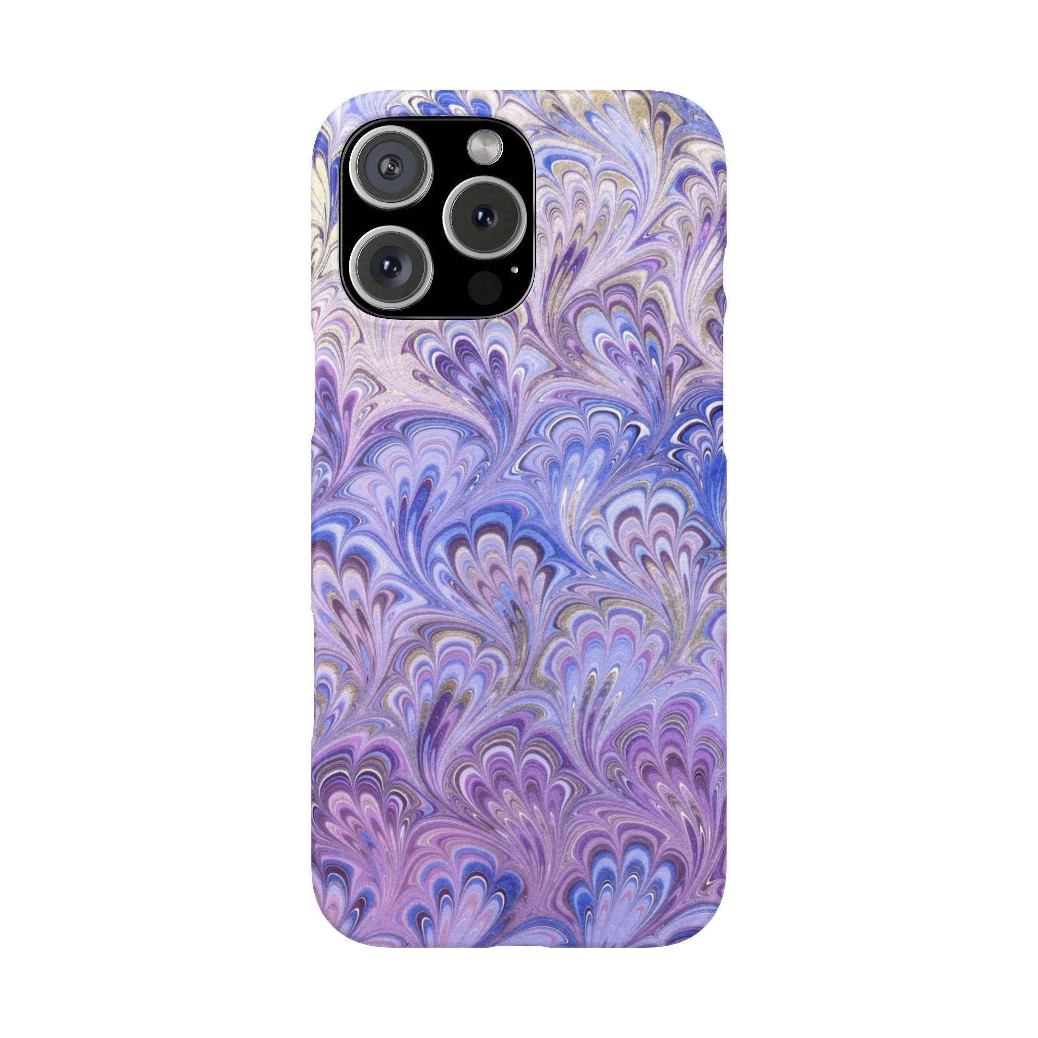 Marbled Feather Lavender + Purple Swirl - Single Layer Slim Phone Case