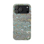 Green, Blue + White Italian Feather Design Dual Layer, Glossy Phone Case - iPhone 18 sizes
