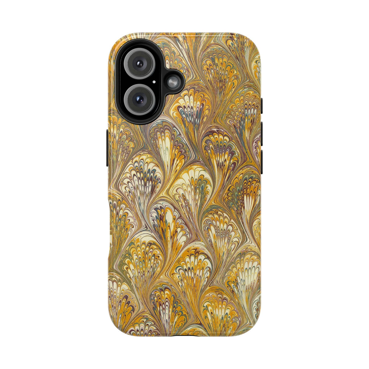 Golden Yellow Florentine Flow Marbled Design Dual Layer Phone Case