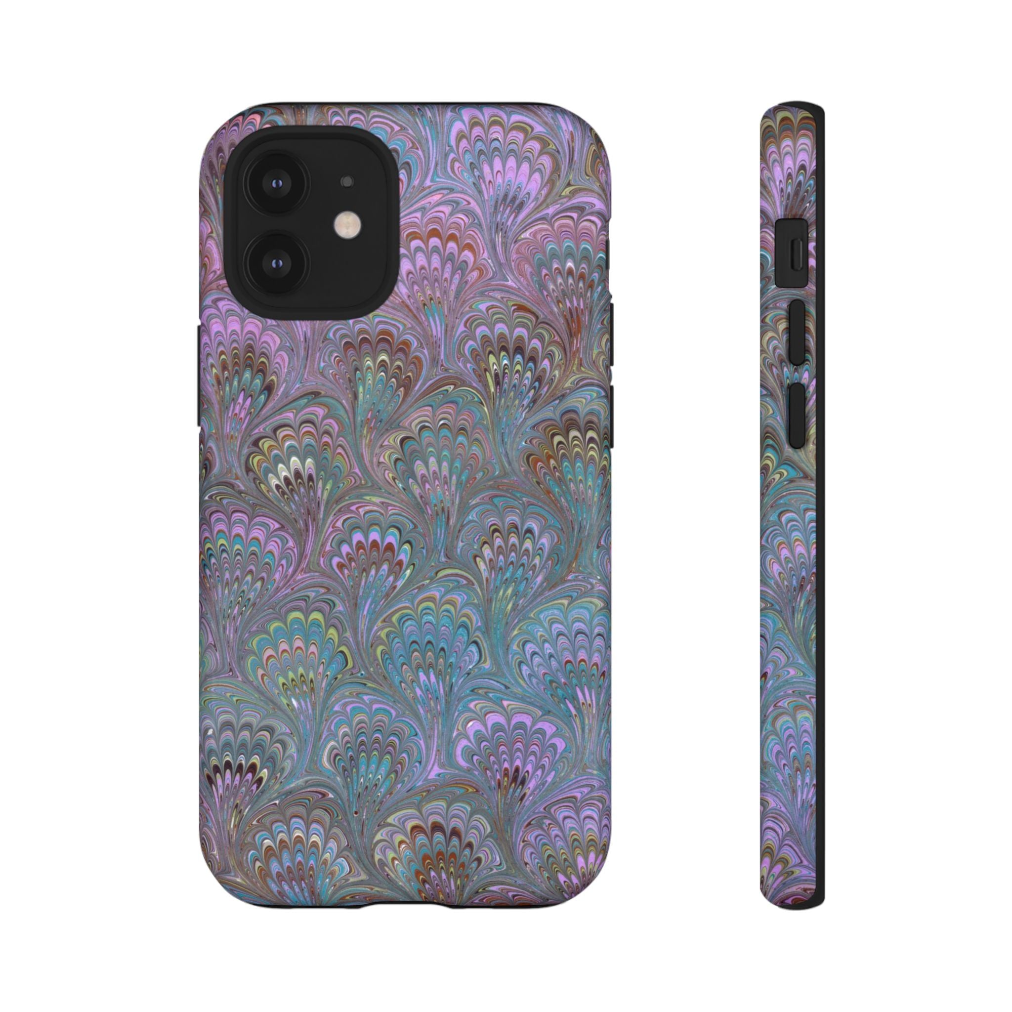 Lavender Marbled Peacock Durable Phone Case - Matte or Glossy