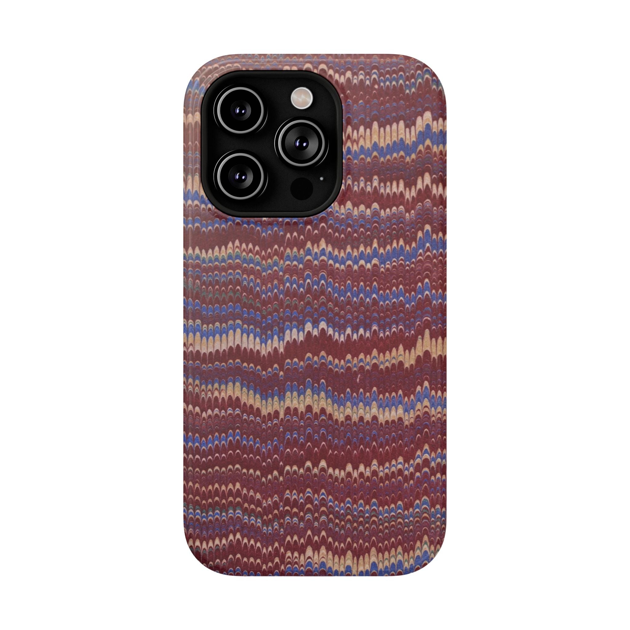 Burgundy and Blue Hues Italian Vintage Marble Design Phone Case for Apple + Samsung