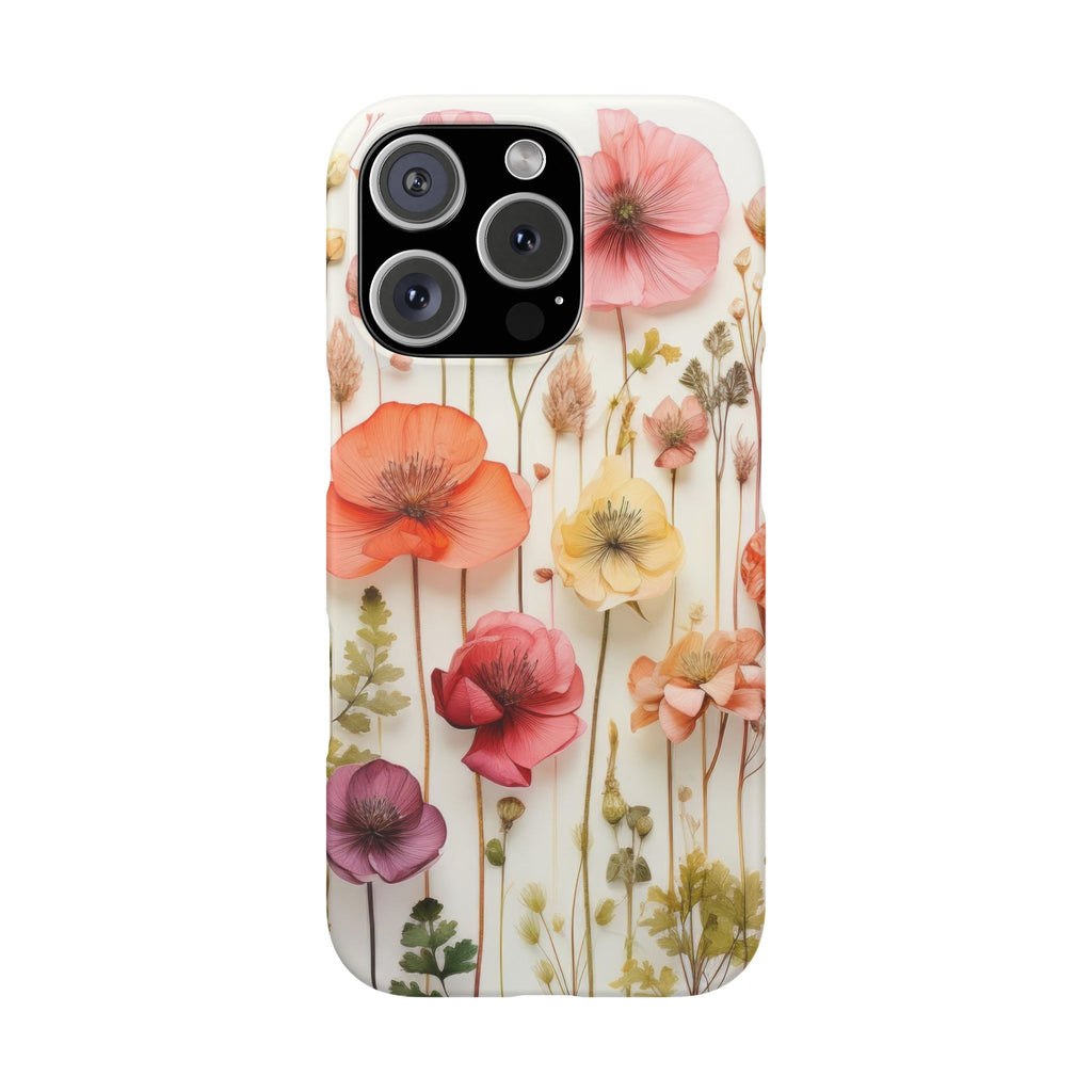 Pink Floral Pressed Flowers - Slim Case