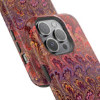 Mag Safe Marble iPhone Case - Red, Burgundy, Lavender & Gold Impact-Resistant