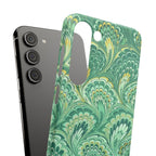 Marbled Feather Green Swirl - Single Layer Slim Phone Case