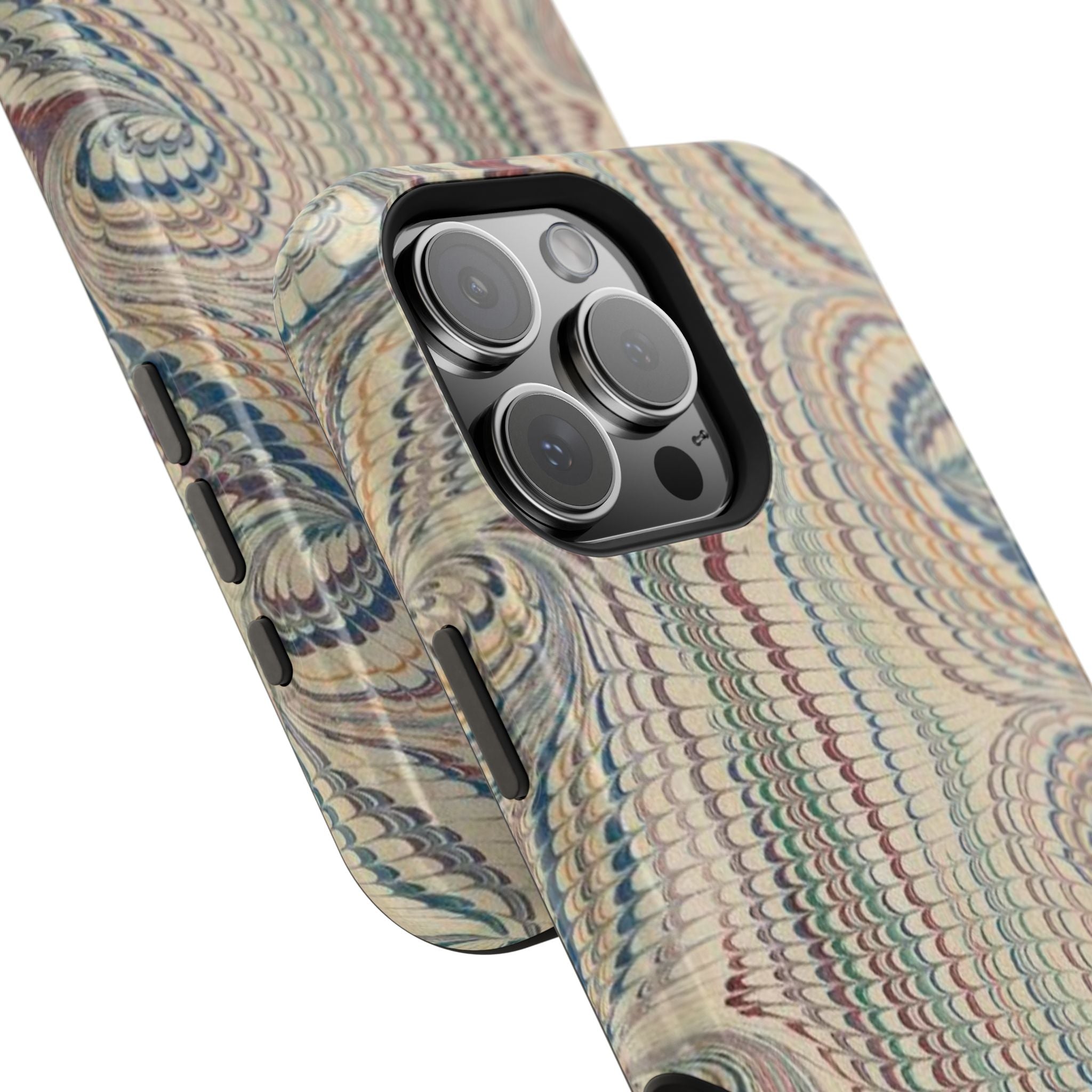 Italian Beige & Blue Marble Phone Case — Impact-Resistant Durable Case for Apple & Samsung