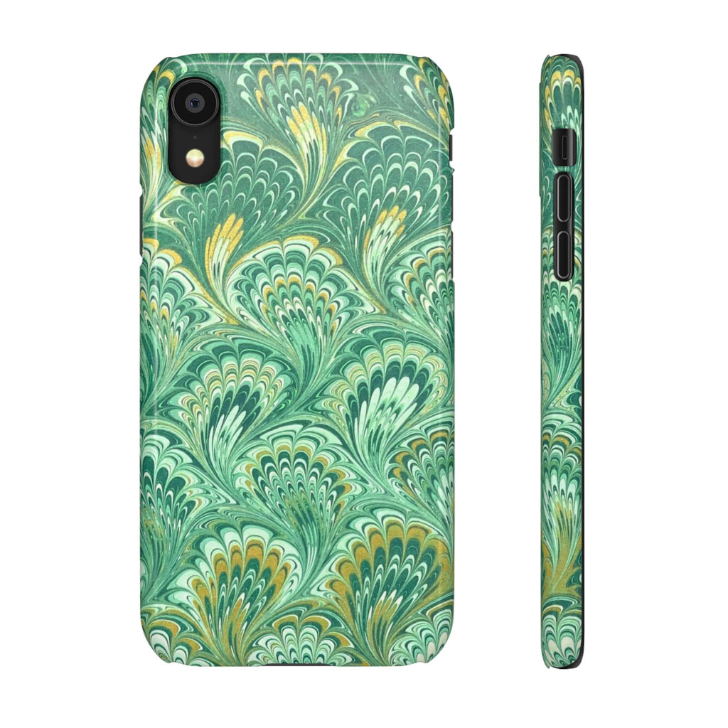 Marbled Feather Green Swirl - Single Layer Slim Phone Case