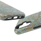 Green, Blue, + White Marbled Peacock - Dual Layer MAG SAFE Phone Case
