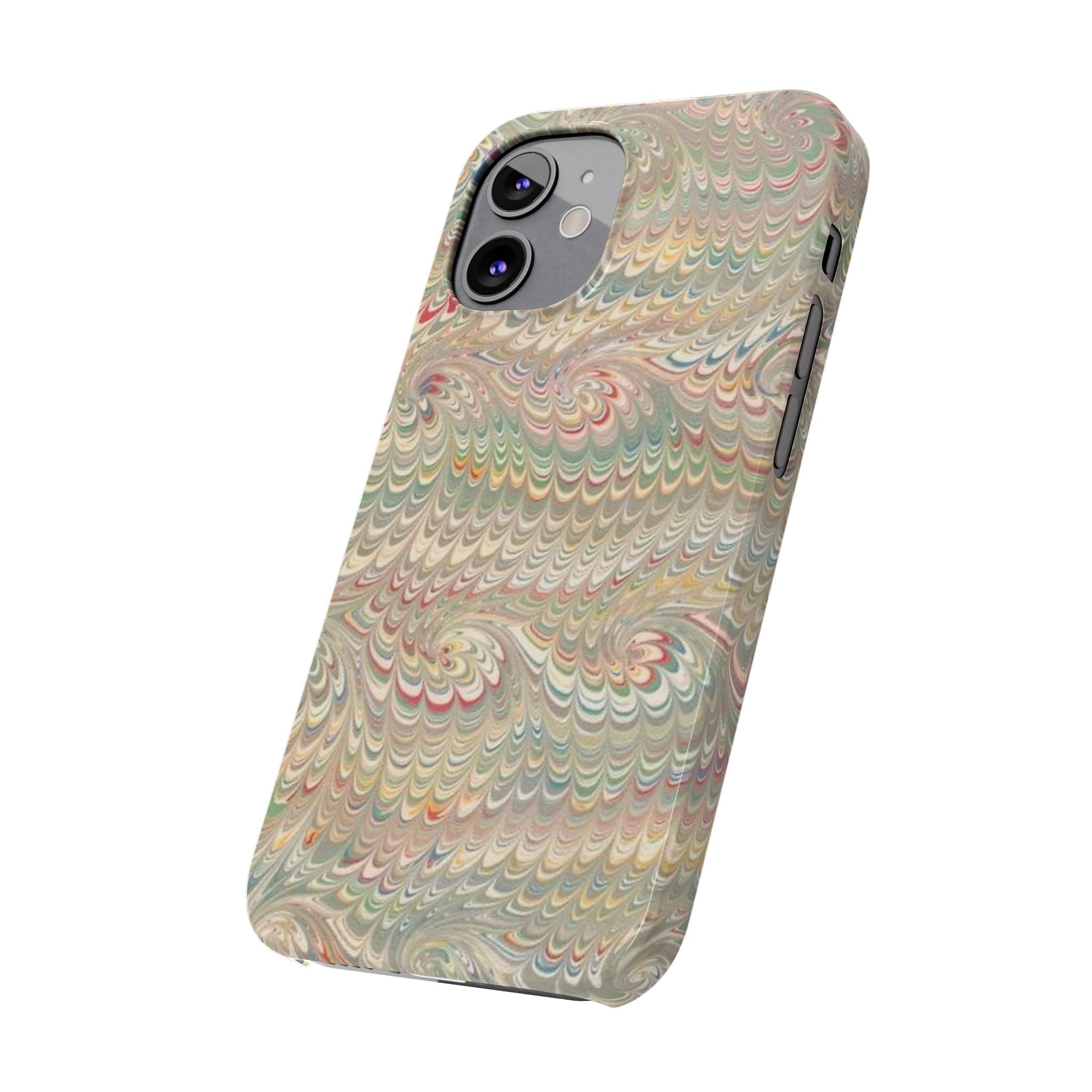 Beige Swirl Marbled Feather Phone Case