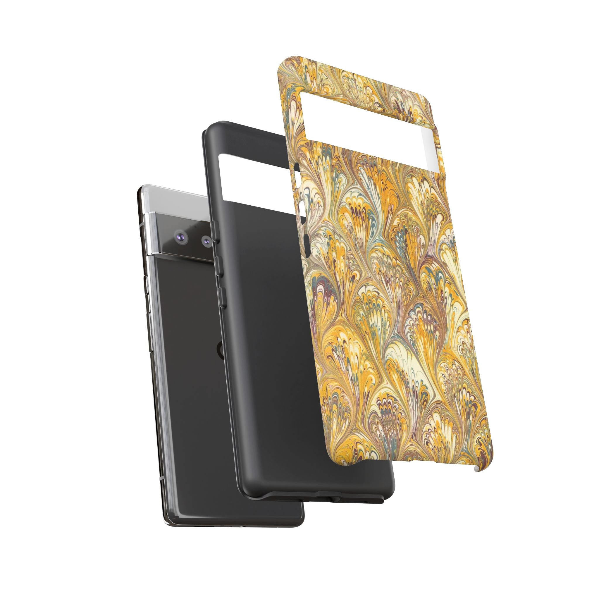 Golden Yellow Marbled Italian Phone Case - Dual Layer - Matte or Glossy