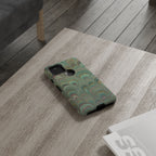 Marbled Peacock Durable Phone Case - Olive Green and Brown - Matte or Glossy