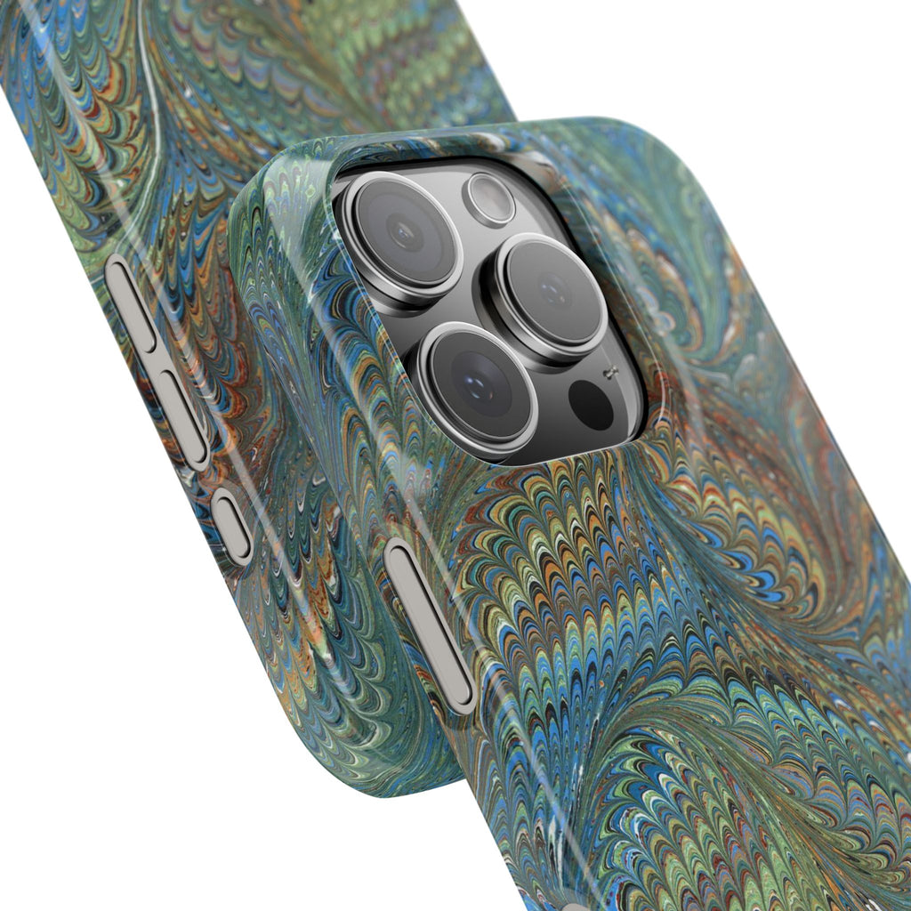 Blue and Green Swirl - Single Layer Glossy Phone Case