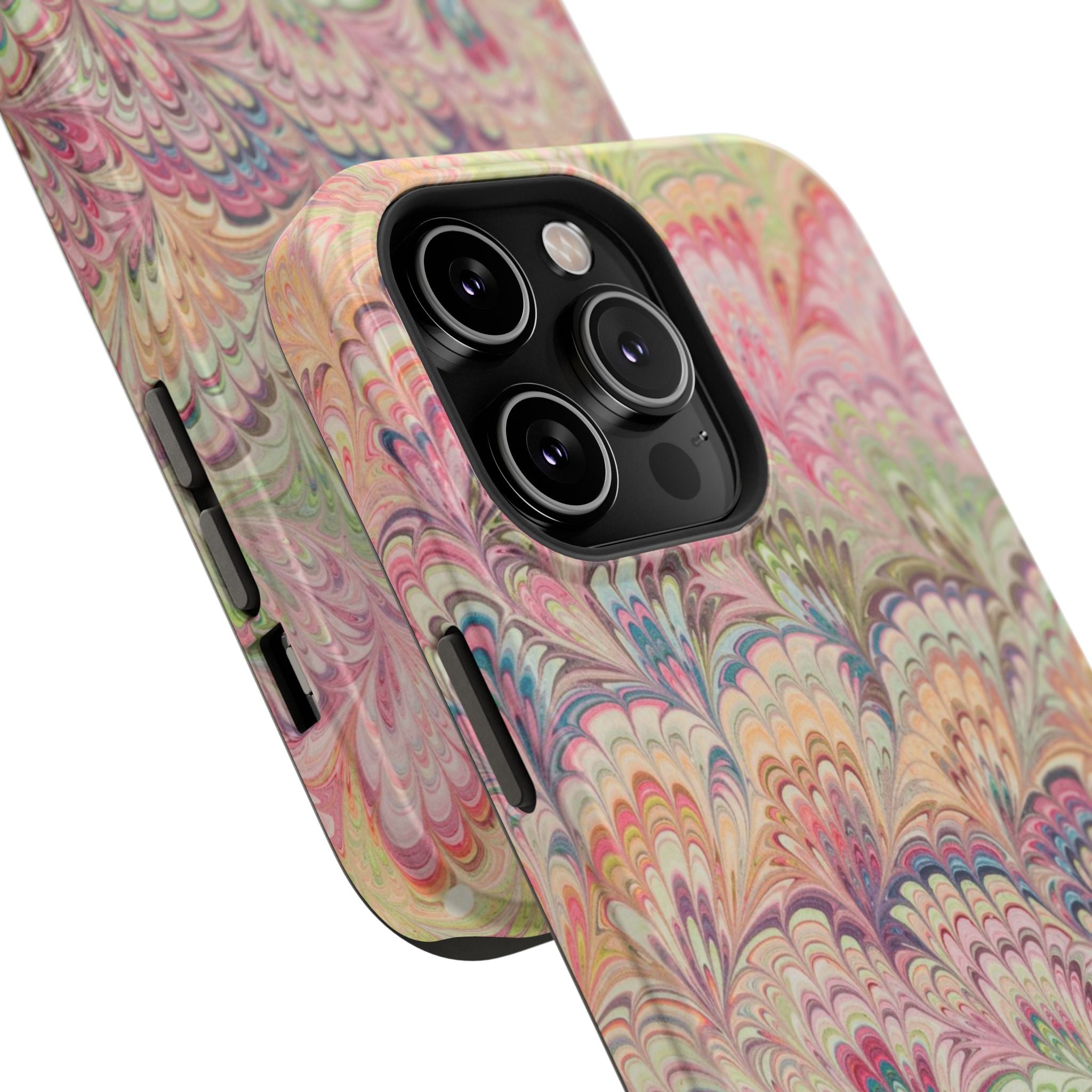 Marbled Pastel Pink and Green Impact-Resistant Phone Case for Apple + Samsung