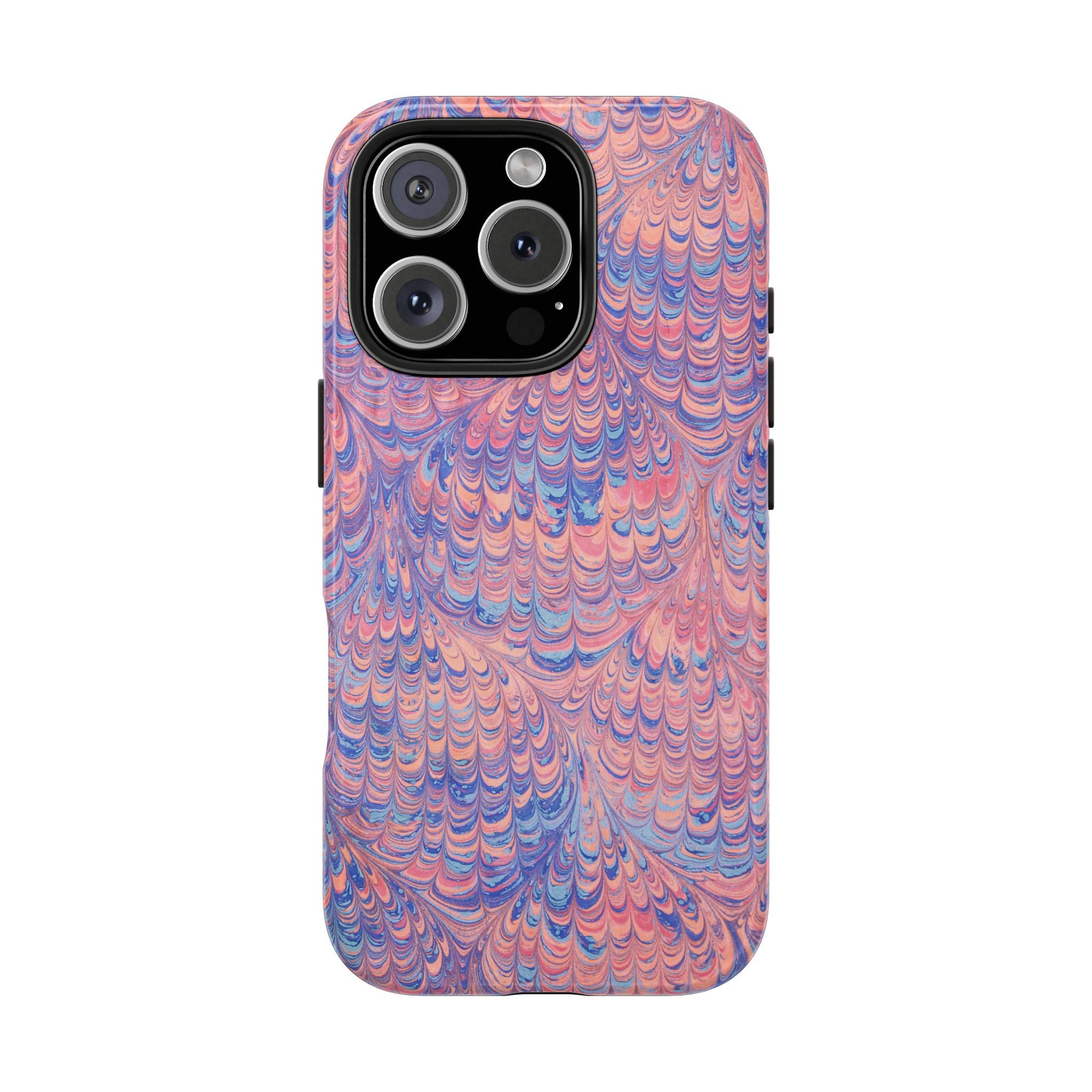 Dusty Pink + Blue Vintage Peacock Marbled Tough Phone Case - Dual Layer