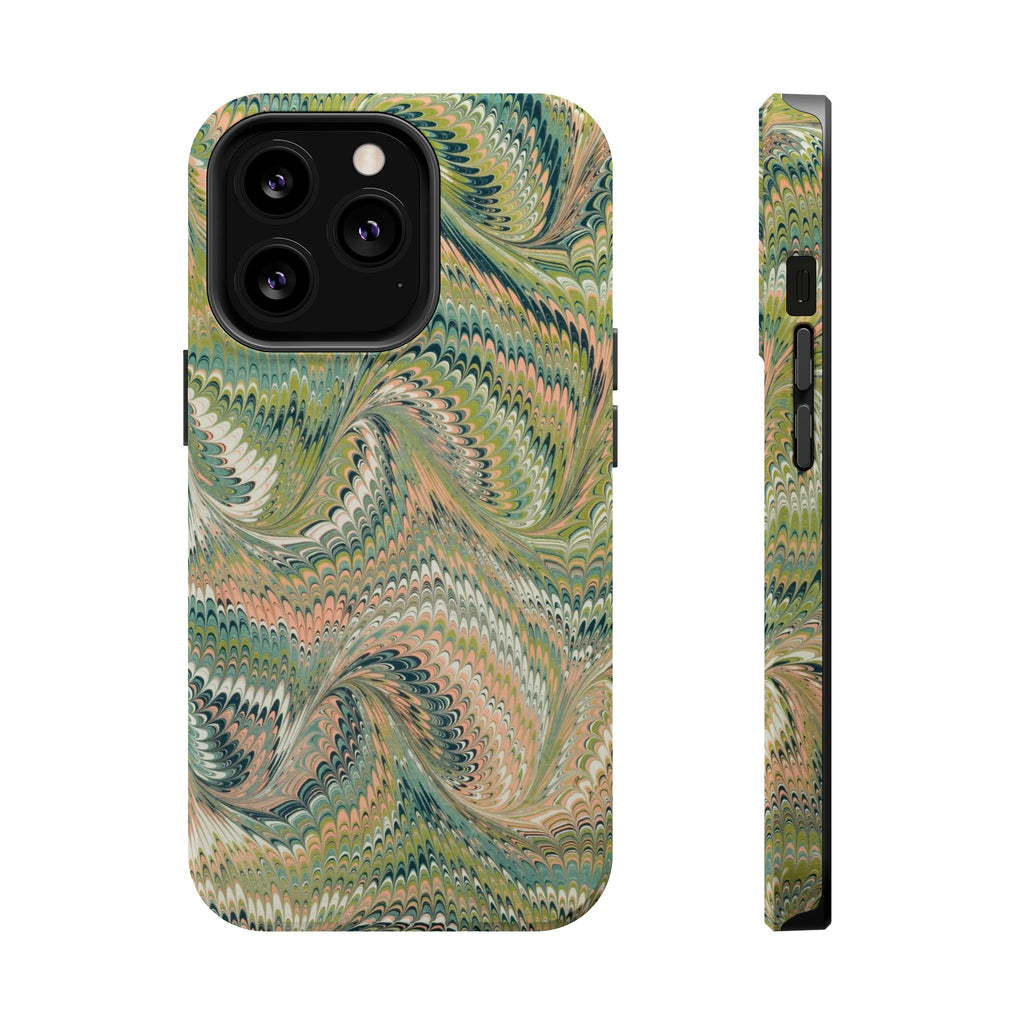 Green Pastel Italian Marble Design Magnetic MAG SAFE High Impact iPhone Cases
