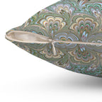ITALIAN MARBLE Green and Blue Square Pillow includes Pillow, Hidden Zipper