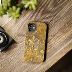 Golden Yelllow Hand-Marbled Florentine Italian Phone Case for iPhone 17 and all sizes