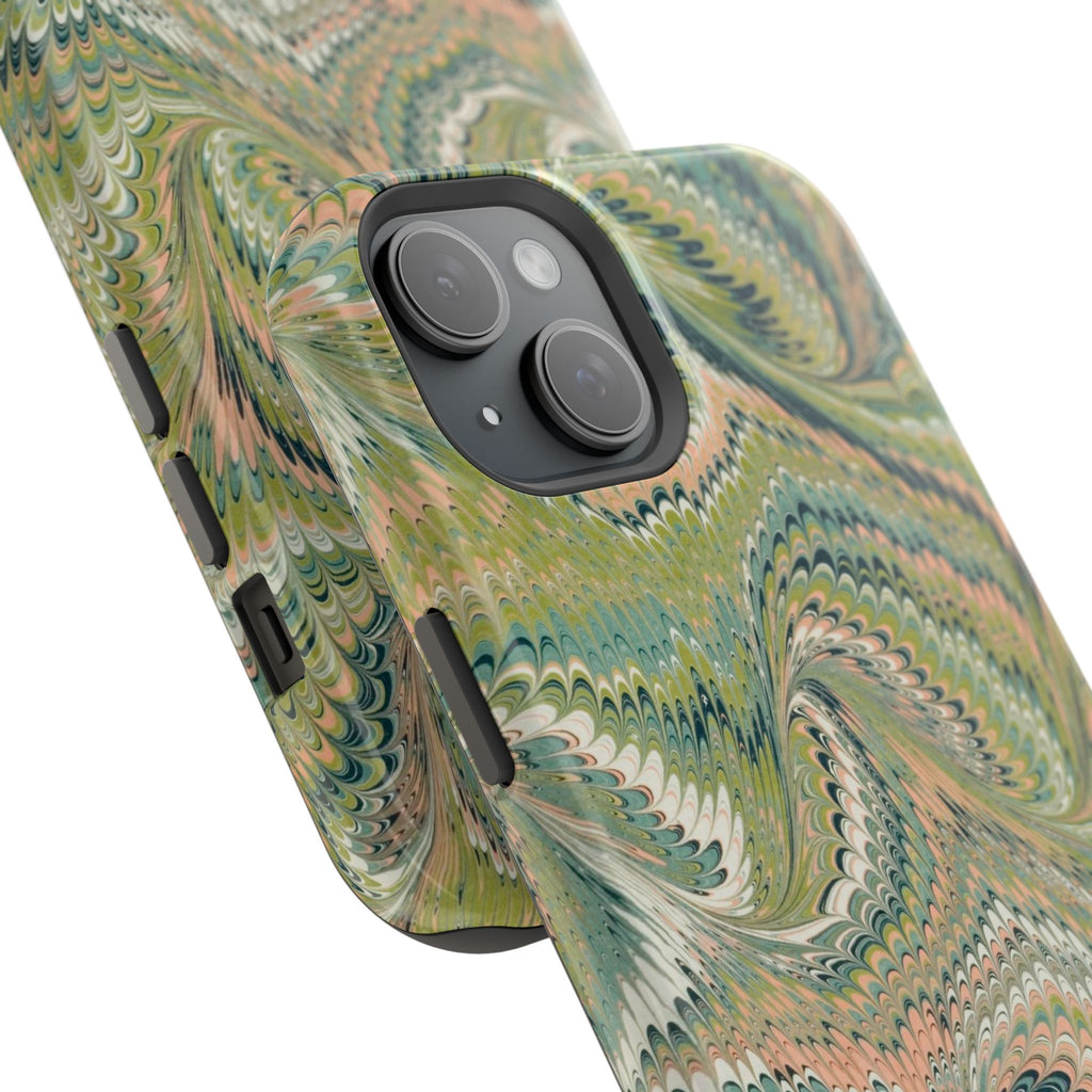 Green Pastel Italian Marble Design Magnetic MAG SAFE High Impact iPhone Cases