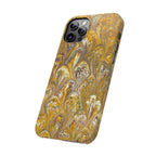 Golden Yelllow Hand-Marbled Florentine Italian Phone Case for iPhone 17 and all sizes