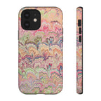 Pastel Pink + Green Feather Marbled Phone Case - Dual Layer Phone Cover