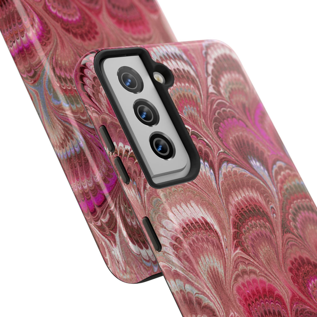 Pink Peacock Marble Italian Tough Phone Case — Durable Marbled Phone Case