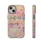 Pastel Pink + Green Feather Marbled Phone Case - Dual Layer Phone Cover