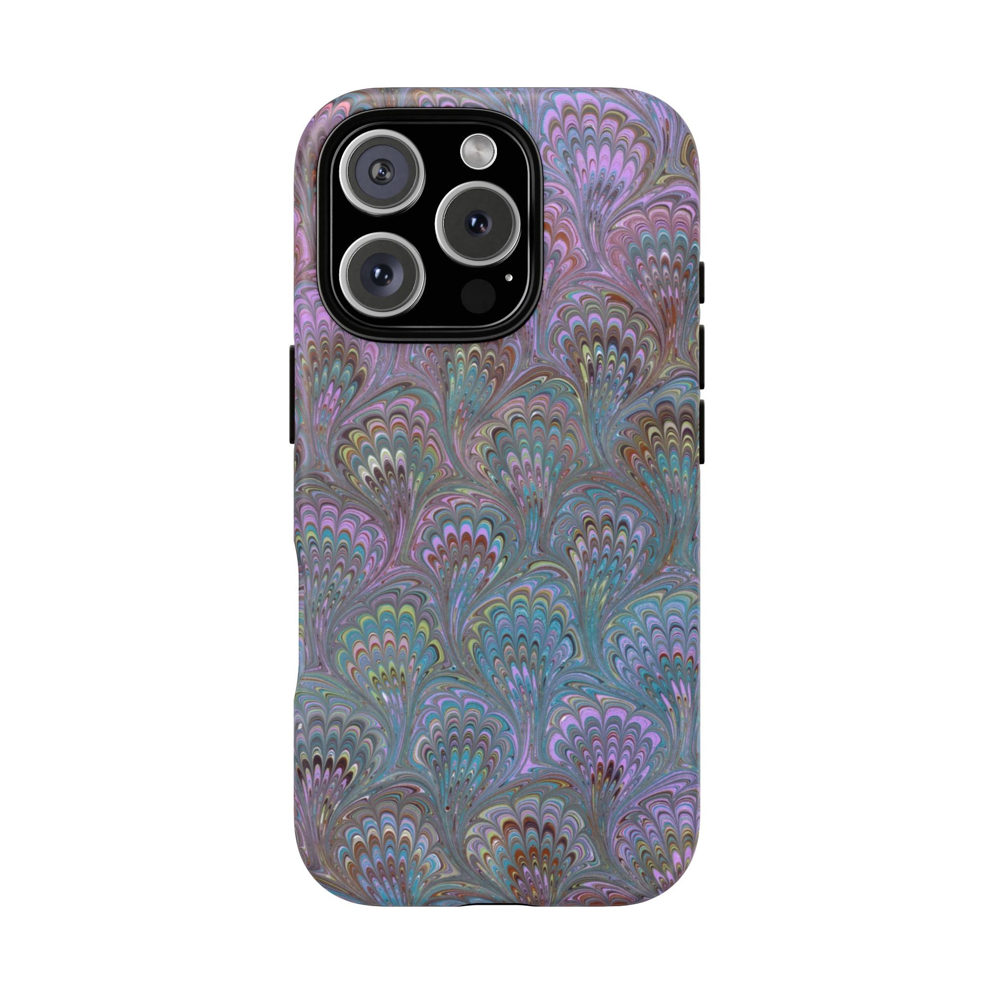 Lavender Marbled Peacock Durable Phone Case - Matte or Glossy