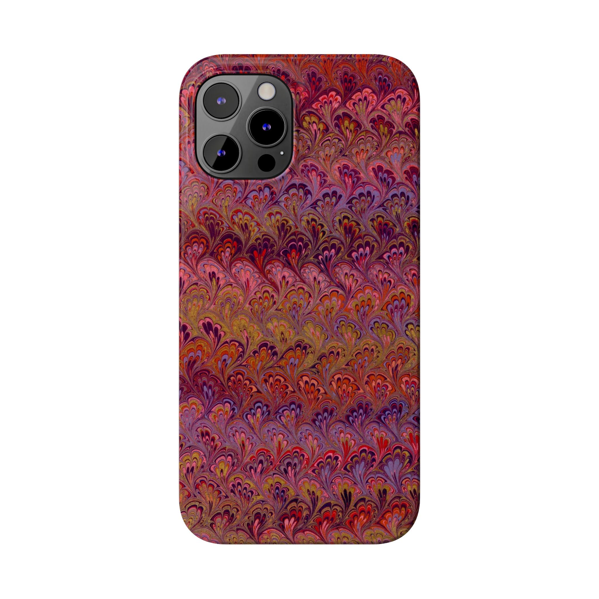 Reds, Lavenders, Marbled VIntage Design, Italian Feather Phone Case, Slim Phone Cases, IPHONE16 and all sizes
