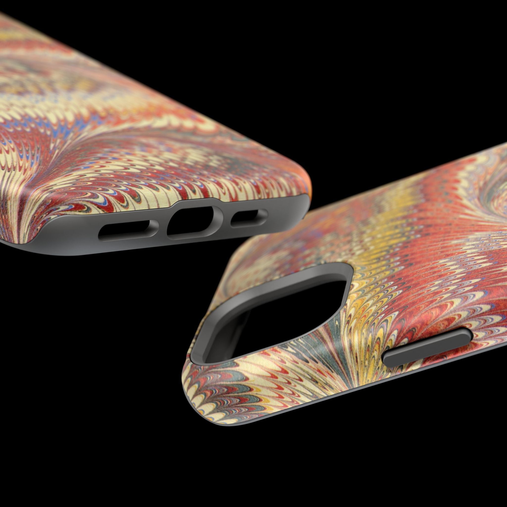 Rust + Gold Italian Marbled Design Magnetic MAG SAFE - Dual Layer Case - Glossy or Matte