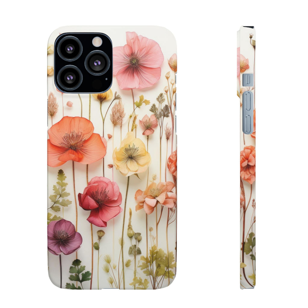 Pink Floral Pressed Flowers - Slim Case