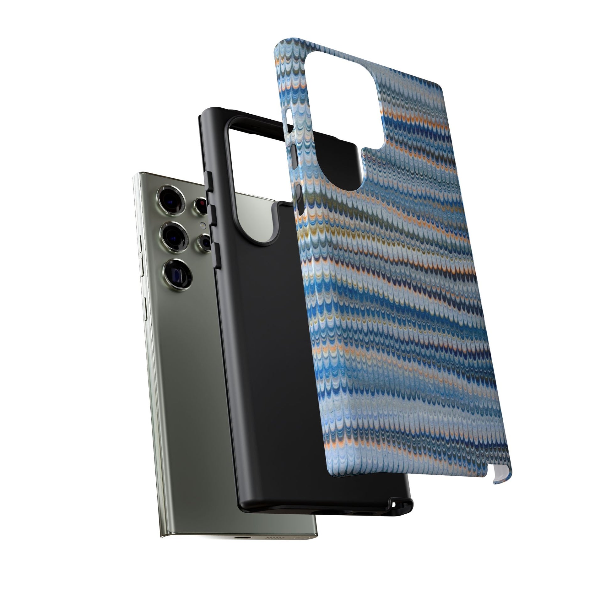 Blue Marbled Phone Cases iPhone 16 + Samsung + Apple + Google - all models, Vintage Marbled Design - Tough Cases
