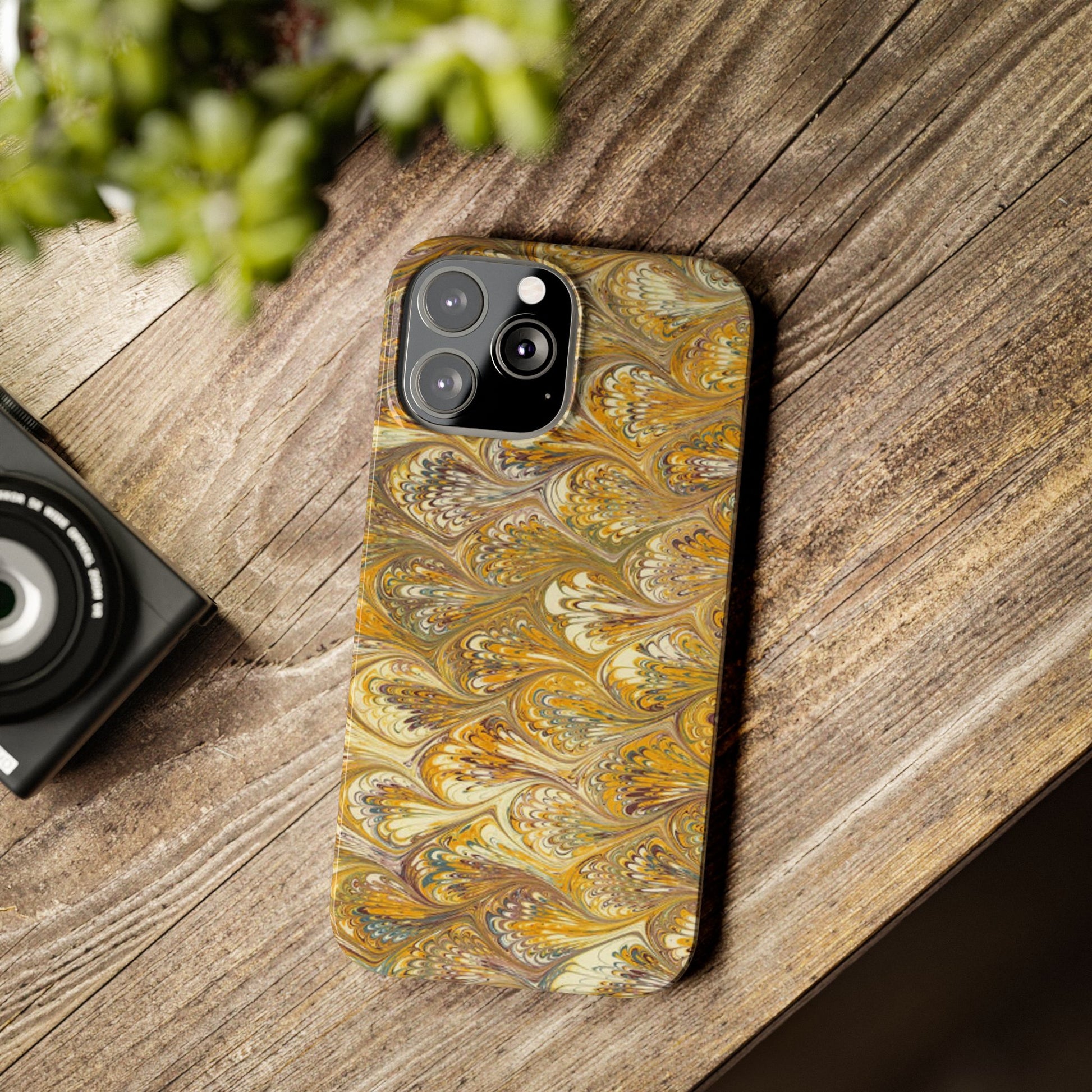 Golden Yellow Italian Marbled Designed, Slim Phone Cases, Case-Mate