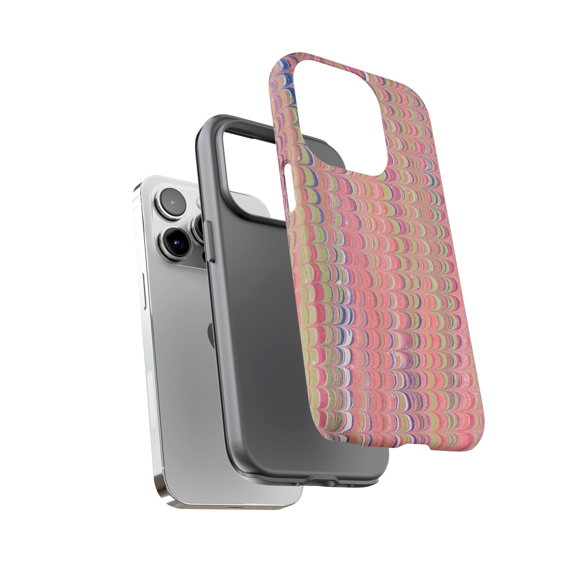 Pink Pastels Feather Marbled Vintage Design iPhone 16 + Samsung + Apple + Google - all models