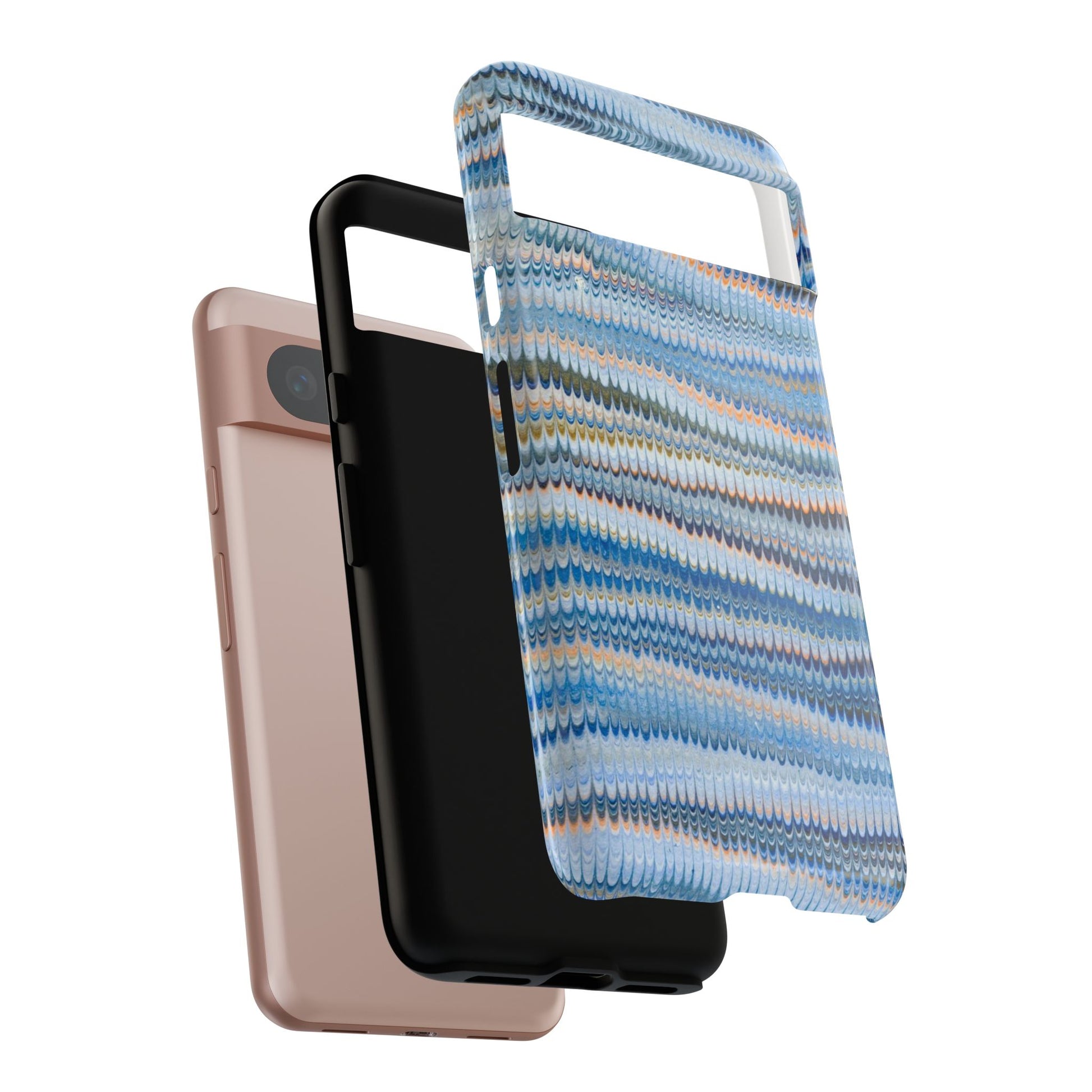 Blue Marbled Phone Cases iPhone 16 + Samsung + Apple + Google - all models, Vintage Marbled Design - Tough Cases