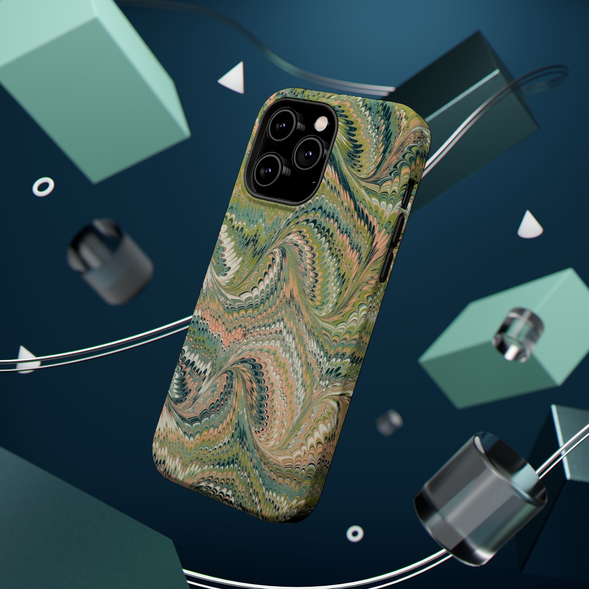 Green Pastel Italian Marble Design Magnetic MAG SAFE High Impact iPhone Cases