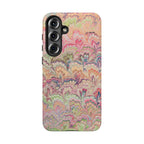 Pastel Pink + Green Feather Marbled Phone Case - Dual Layer Phone Cover