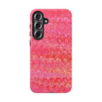 Pink and Gold Marbled Peacock Durable Phone Case - Olive Green and Brown - Matte or Glossy