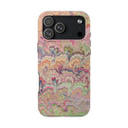 Pastel Pinks and Greens Florentine Marbled Peacock Feather Dual Layer iPhone Case - iPhone 18