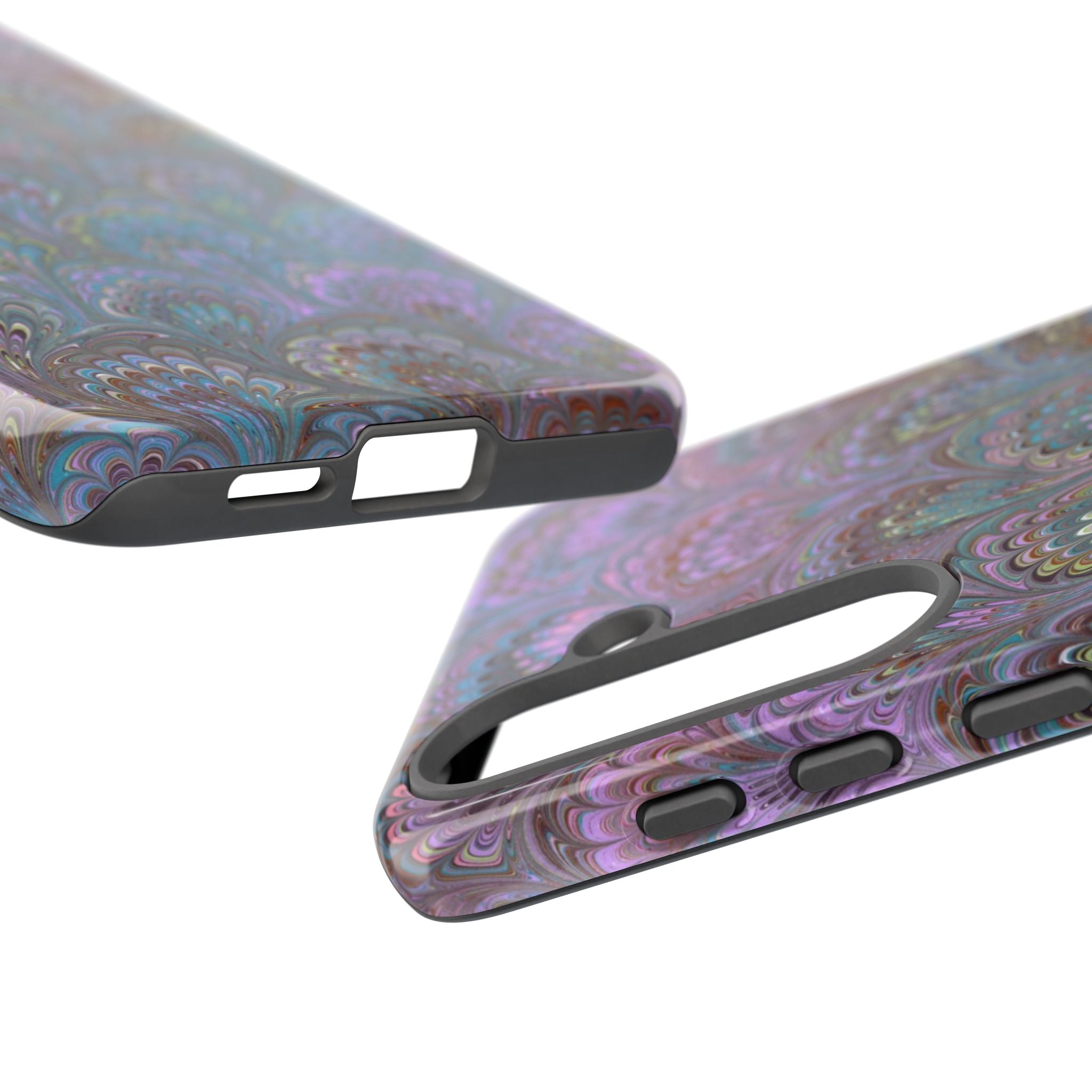 Lavender Marbled Peacock Durable Phone Case - Matte or Glossy