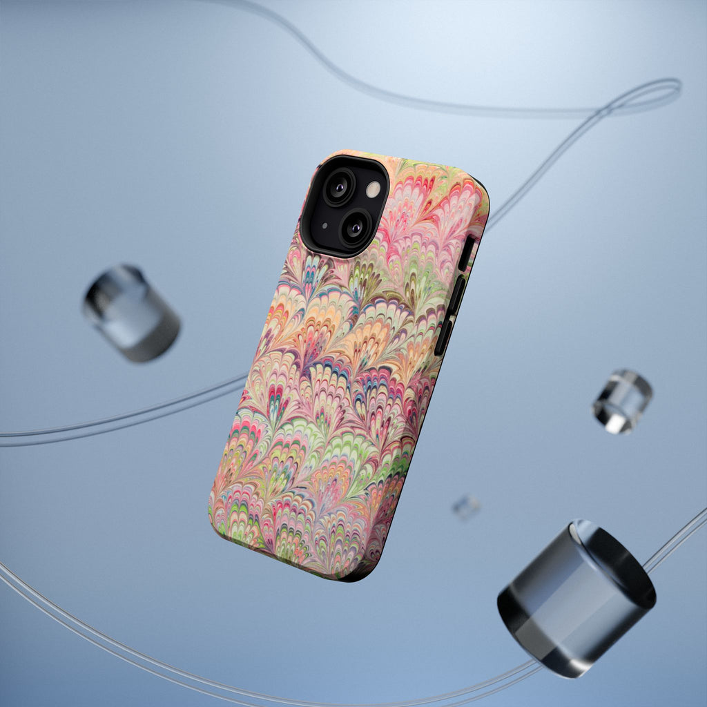 Marbled Pastel Pink and Green Impact-Resistant Phone Case for Apple + Samsung