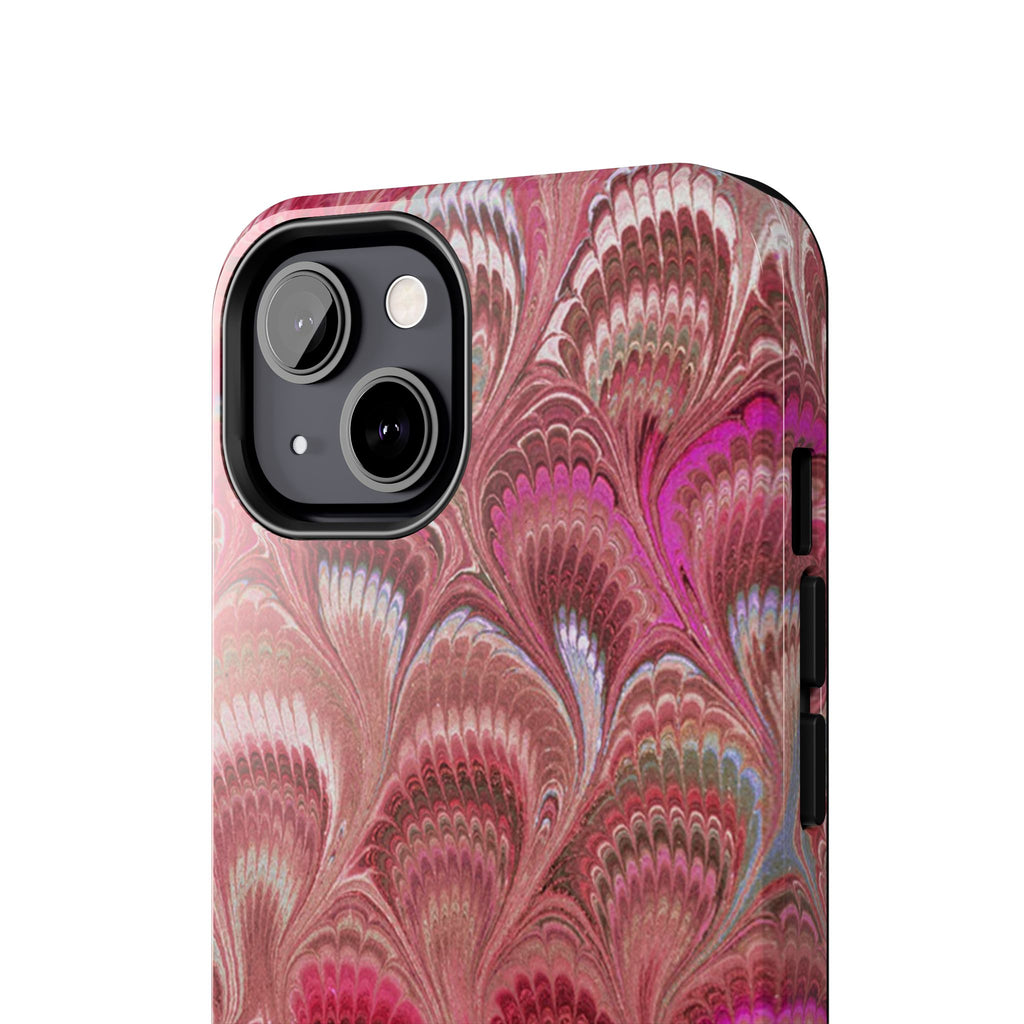 Pink Peacock Marble Italian Tough Phone Case — Durable Marbled Phone Case