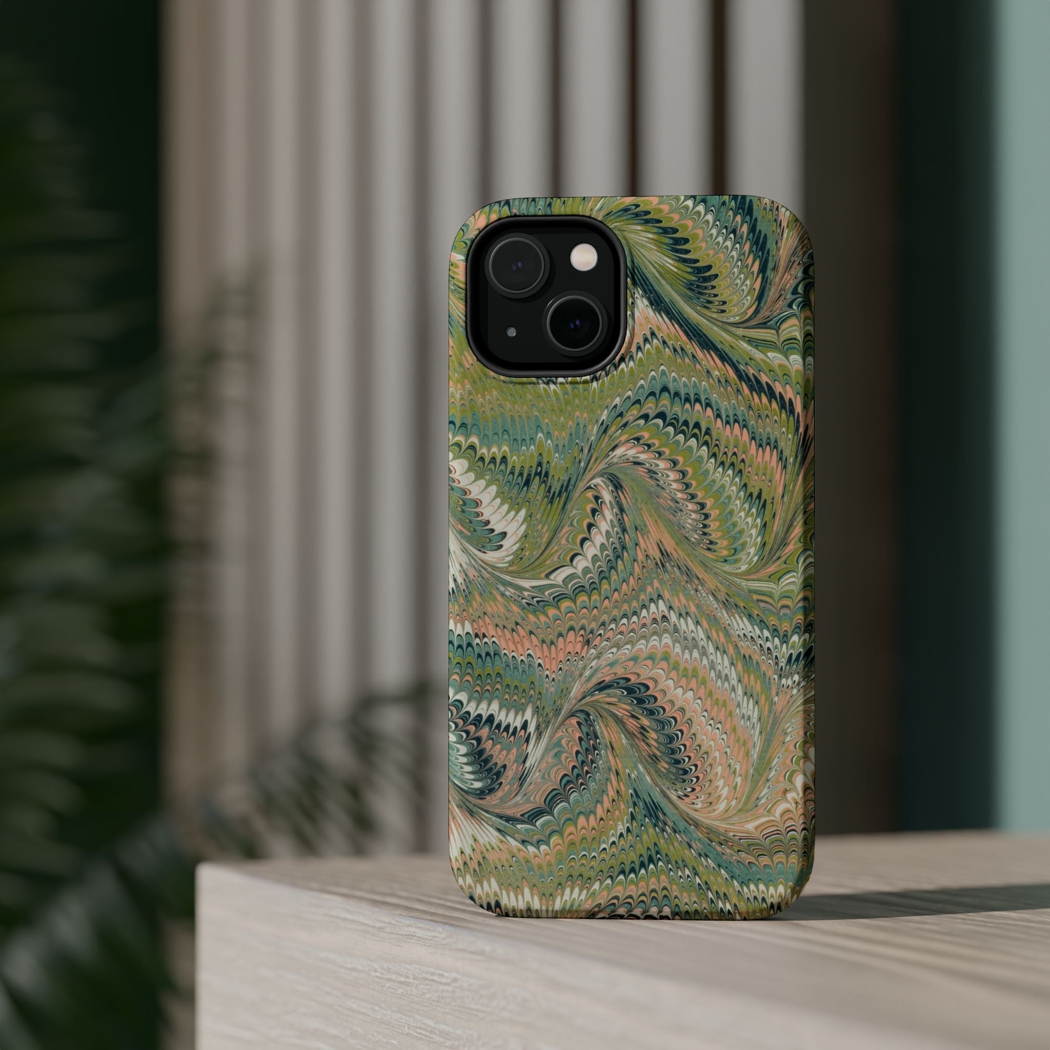 Green Pastel Italian Marble Design Magnetic MAG SAFE High Impact iPhone Cases