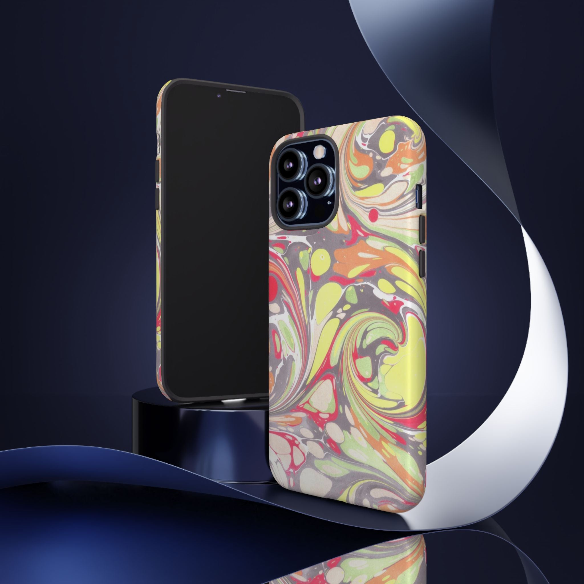 Yellow and Pink Swirl Marbled Italian Phone Case - Dual Layer - Matte or Glossy